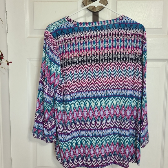 (410) Kim Roger's Woman's Long Sleeve Blouse, Size: Medium Color:Multi-colored - Picture 11 of 13